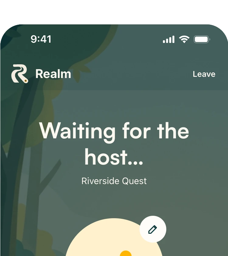 A player's phone waiting for the host to start the Riverside Quest session.